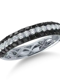 Inel semi eternity din aur alb cu diamante negre de 0.5ct si diamante transparente de 0.2ct