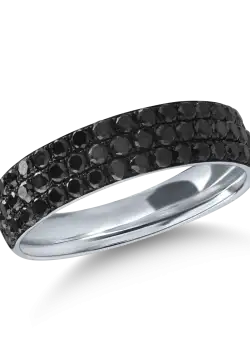 Inel semi eternity din aur alb cu diamante negre de 1.13ct