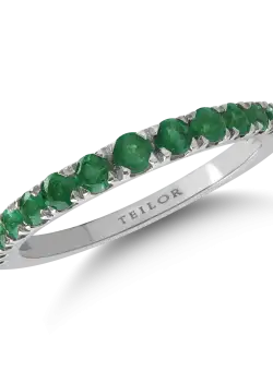 Inel semi eternity din aur alb cu smaralde de 0.7ct