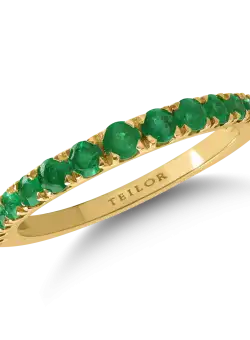 Inel semi eternity din aur galben cu smaralde de 0.7ct