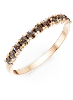 Inel semi eternity din aur roz cu diamante maro de 0.3ct