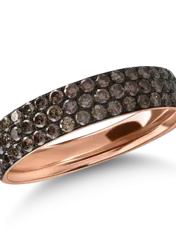 Inel semi eternity din aur roz cu diamante maro de 0.95ct