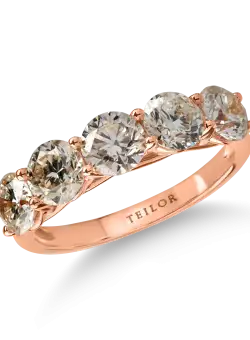 Inel semi eternity din aur roz cu diamante maro de 2.3ct