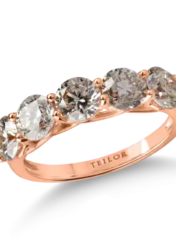 Inel semi eternity din aur roz cu diamante maro de 2.4ct