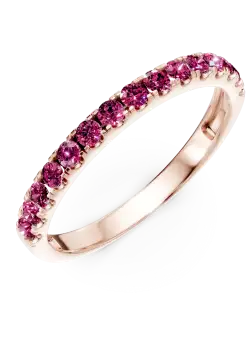 Inel semi eternity din aur roz cu rubine de 0.7ct