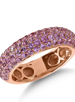 Inel semi eternity din aur roz cu safire roz-deschis de 1.81ct