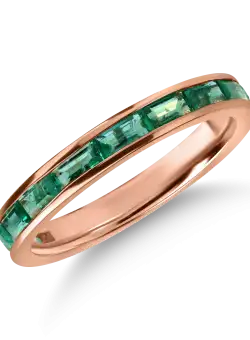 Inel semi eternity din aur roz cu smaralde de 0.95ct