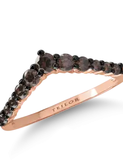 Inel semi eternity din aur roz cu zirconia microsetting