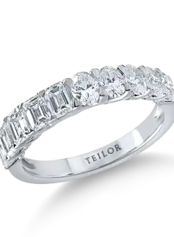 Inel semieternity din aur alb cu diamante de 1.6ct