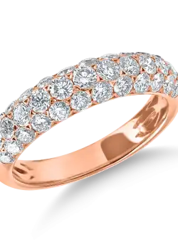 Inel semieternity din aur roz cu diamante de 1.4ct