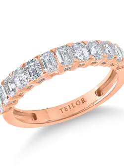 Inel semieternity din aur roz cu diamante de 1.5ct