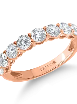Inel semieternity din aur roz cu diamante de 1.5ct