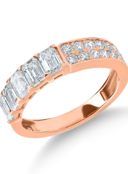 Inel semieternity din aur roz cu diamante de 1.6ct