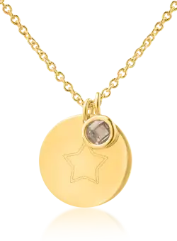 Lant cu pandantiv banut si charm din aur galben de 14K