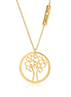 Lant cu pandantiv Copacul Vietii din aur galben de 14K
