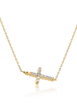 Lant cu pandantiv cruce din aur galben de 14K