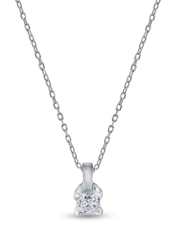 Lant cu pandantiv din aur alb cu diamant solitaire de 0.1ct