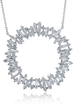 Lant cu pandantiv din aur alb cu diamante de 0.217ct