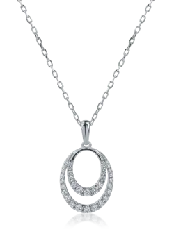 Lant cu pandantiv din aur alb cu diamante de 0.27ct