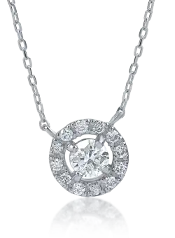 Lant cu pandantiv din aur alb cu diamante de 0.2ct