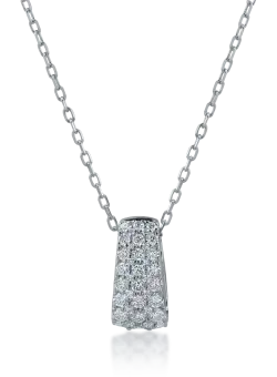 Lant cu pandantiv din aur alb cu diamante de 0.48ct