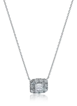 Lant cu pandantiv din aur alb cu diamante de 0.59ct