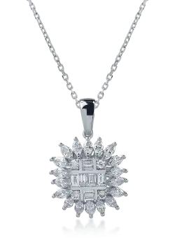 Lant cu pandantiv din aur alb cu diamante de 0.78ct