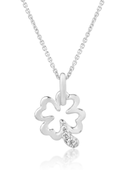 Lant cu pandantiv din aur alb de 14K