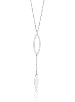 Lant cu pandantiv din aur alb de 14K