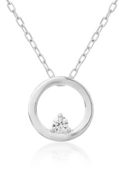 Lant cu pandantiv din aur alb de 18K cu diamant de 0.02ct