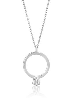 Lant cu pandantiv din aur alb de 18K cu diamant de 0.08ct