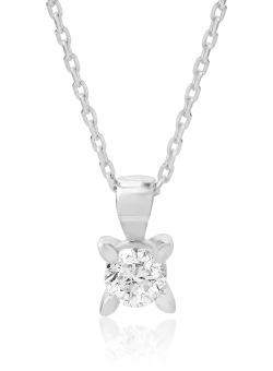 Lant cu pandantiv din aur alb de 18K cu diamant de 0.25ct
