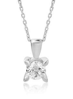 Lant cu pandantiv din aur alb de 18K cu diamant de 0.4ct