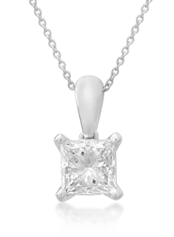 Lant cu pandantiv din aur alb de 18K cu diamant de 1.01ct