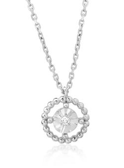 Lant cu pandantiv din aur alb de 18K cu diamante de 0.02ct