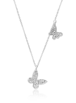 Lant cu pandantiv din aur alb de 18K cu diamante de 0.1ct