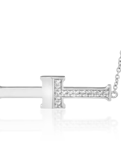 Lant cu pandantiv din aur alb de 18K cu diamante de 0.1ct