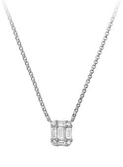 Lant cu pandantiv din aur alb de 18K cu diamante de 0.28ct