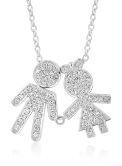 Lant cu pandantiv din aur alb de 18K cu diamante de 0.33ct