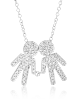 Lant cu pandantiv din aur alb de 18K cu diamante de 0.33ct