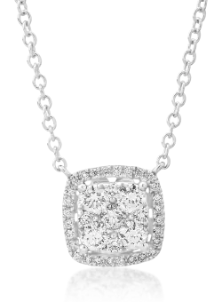 Lant cu pandantiv din aur alb de 18K cu diamante de 0.48ct