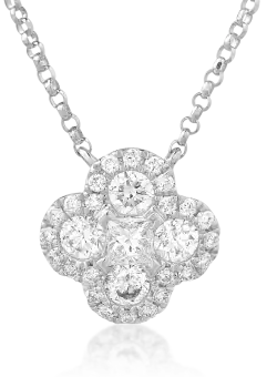 Lant cu pandantiv din aur alb de 18K cu diamante de 0.65ct