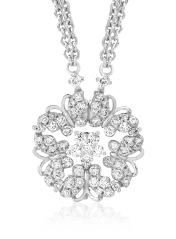 Lant cu pandantiv din aur alb de 18K cu diamante de 0.92ct