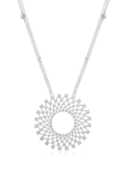 Lant cu pandantiv din aur alb de 18K cu diamante de 2.04ct