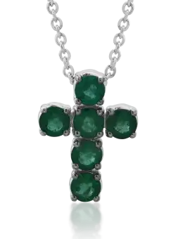 Lant cu pandantiv din aur alb de 18K cu smaralde de 1.65ct