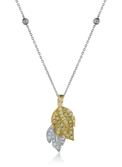 Lant cu pandantiv din aur alb-galben cu diamante de 0.82ct