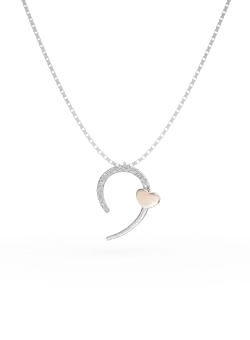 Lant cu pandantiv din aur alb-roz de 14K