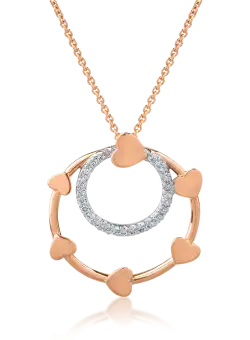 Lant cu pandantiv din aur alb-roz de 18K cu diamante de 0.2ct