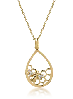 Lant cu pandantiv din aur galben