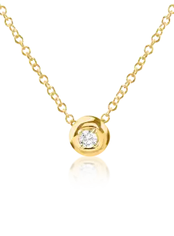 Lant cu pandantiv din aur galben de 14K cu diamant de 0.041ct